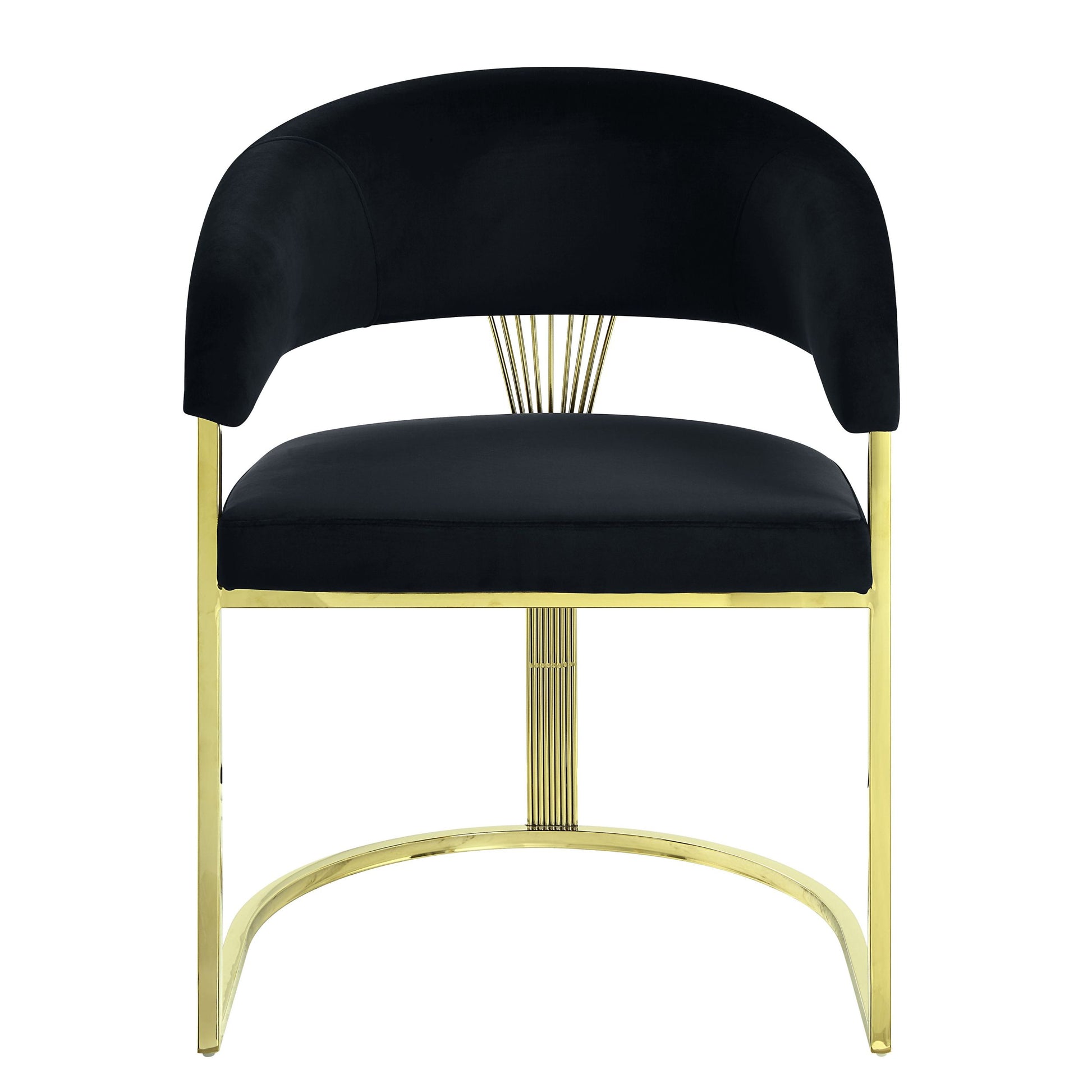 Fallon Side Chair, Black Velvet & Mirrored Gold Finish Dn01954 Black Velvet