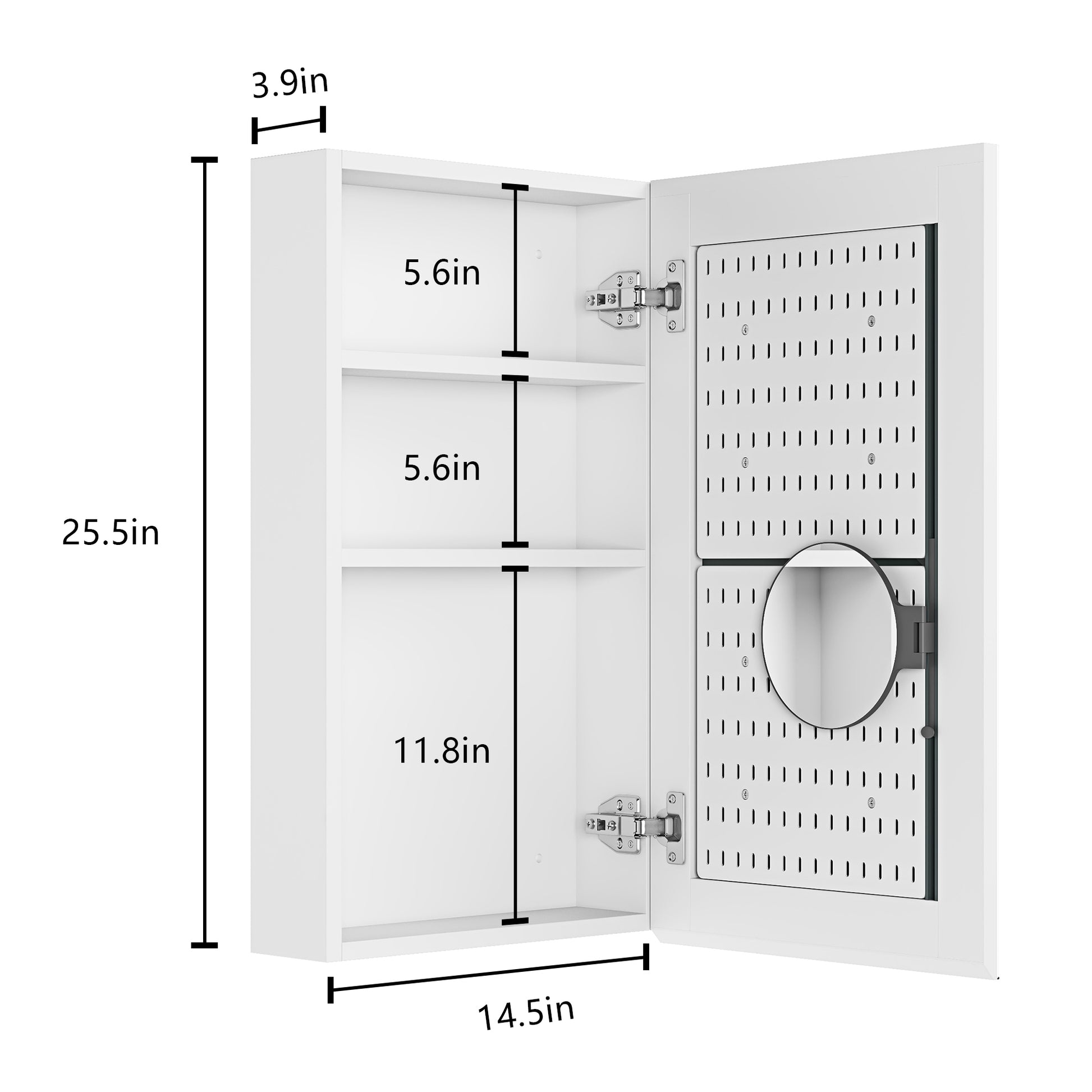 15" W x 26" H Single Door Bathroom Medicine Cabinet white-engineered wood