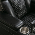 270 Degree Swivel Pu Leather Power Recliner Individual Seat Home Theater Recliner With Comforable Backrest, Tray Table, Phone Holder, Cup Holder, Usb Port, Hidden Arm Storage For Living Room, Black Black Foam Pu Leather