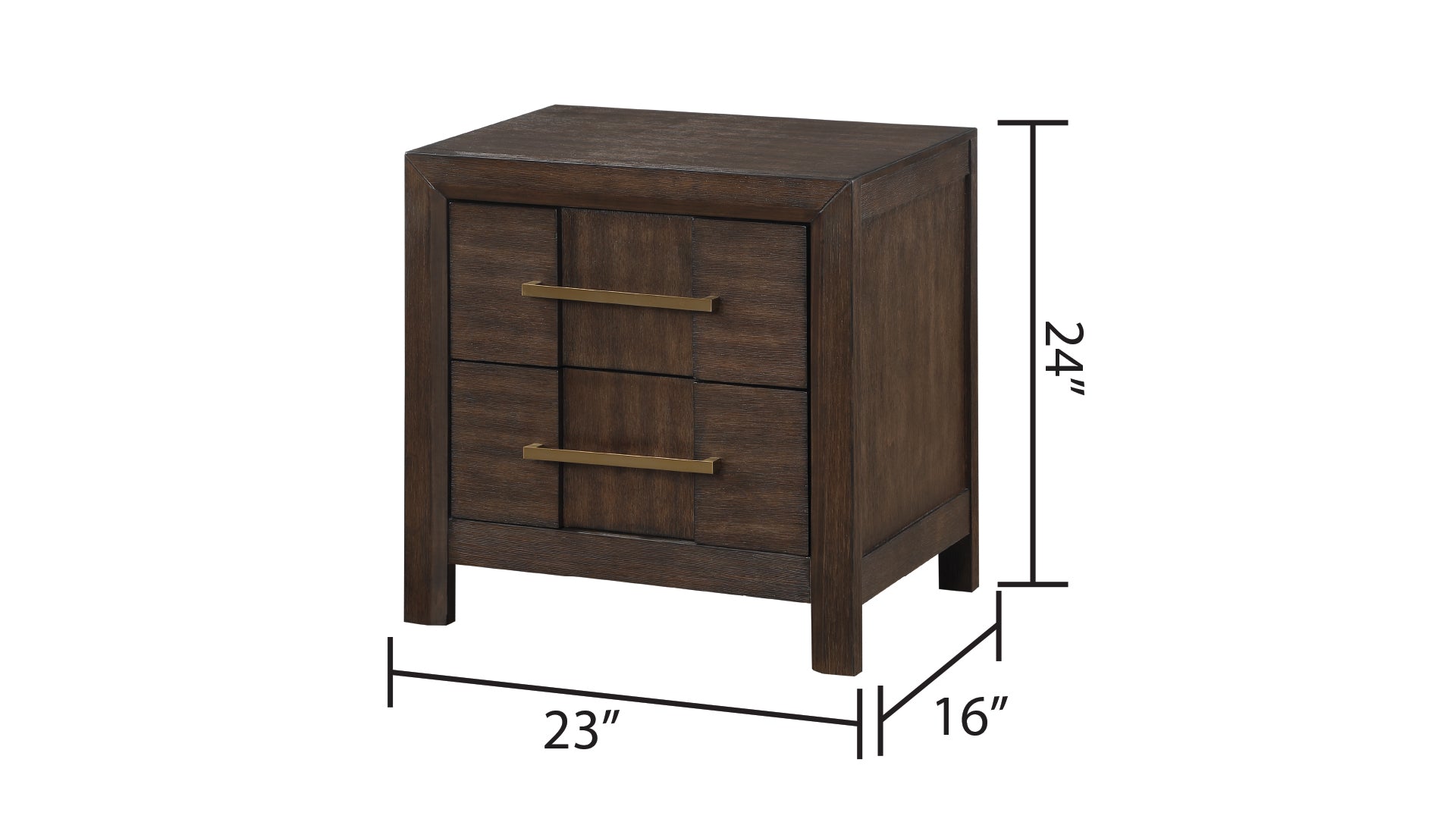 Kenzo Modern Style 2 Drawer Nightstand Made With Wood In Walnut Walnut 2 Drawers Bedroom Bedside Cabinet Contemporary,Modern Storage Walnut Finish Solid Wood Mdf Wood