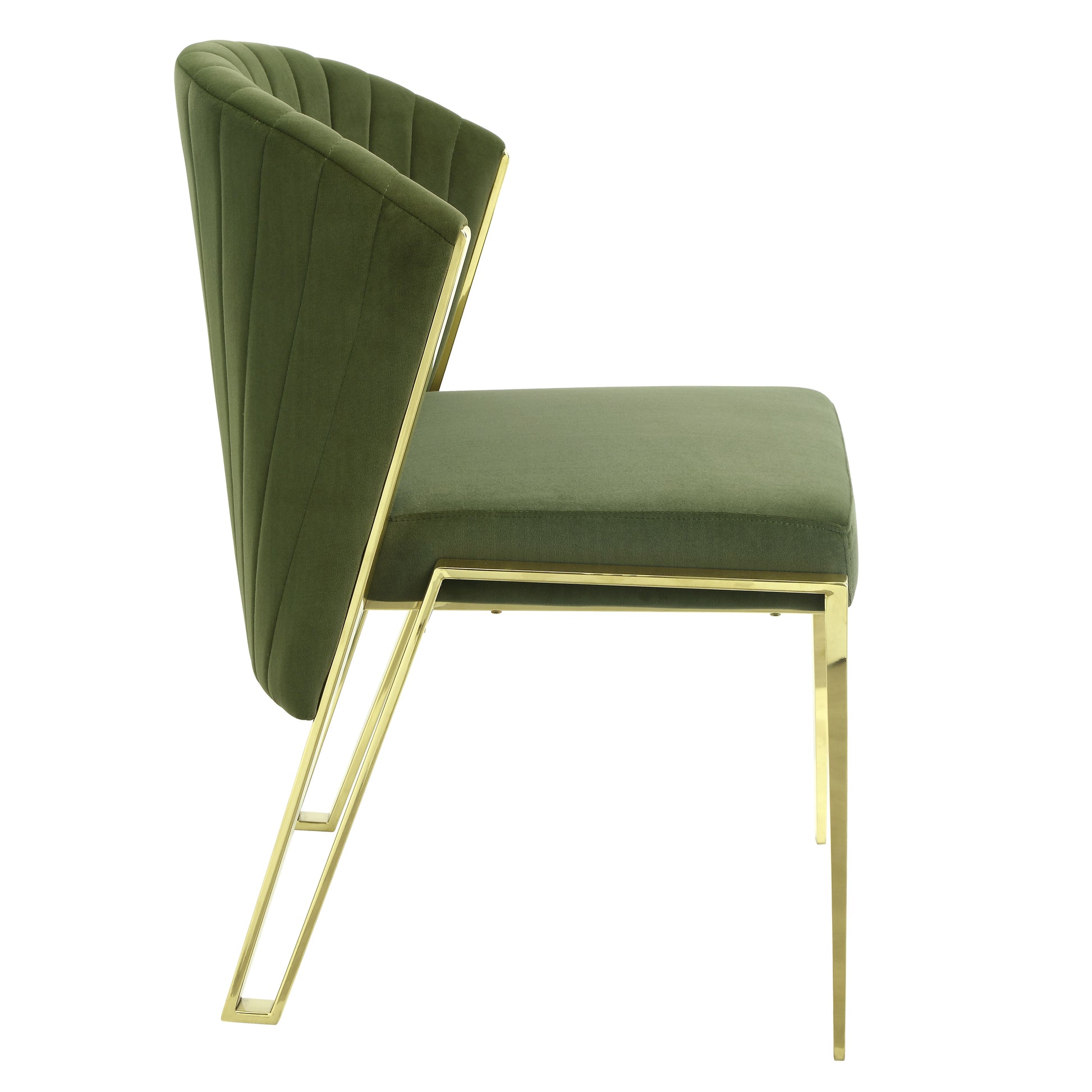 Fallon Side Chair Set 2 , Green Velvet & Mirrored Gold Finish Dn01956 Green Velvet