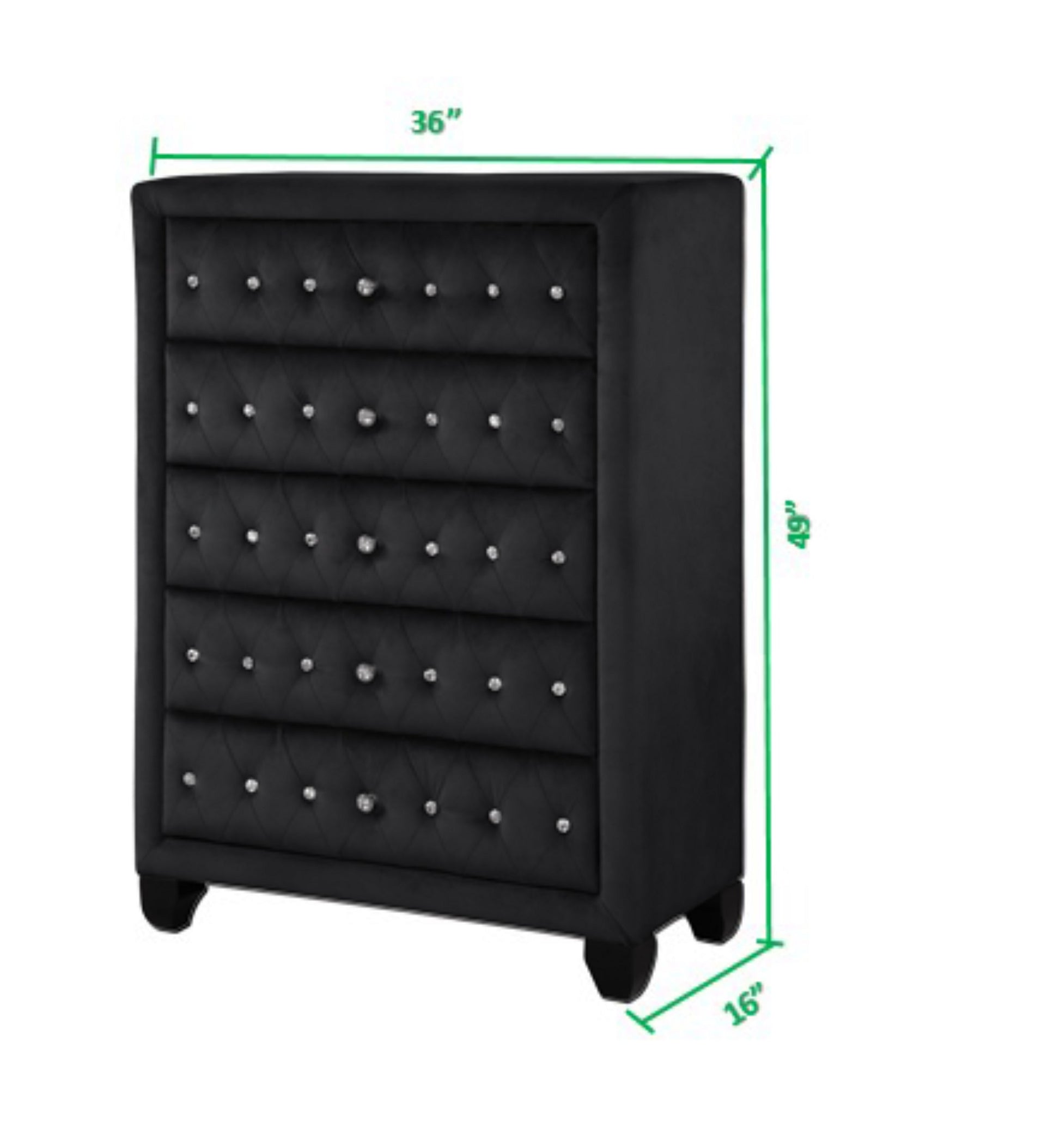 Crystal Tufted Queen 5 Pc Vanity Bedroom Set Made With Wood In Black Box Spring Not Required Queen Black Wood 5 Piece Set Bedroom Modern Upholstered Velvet Tufted Wood