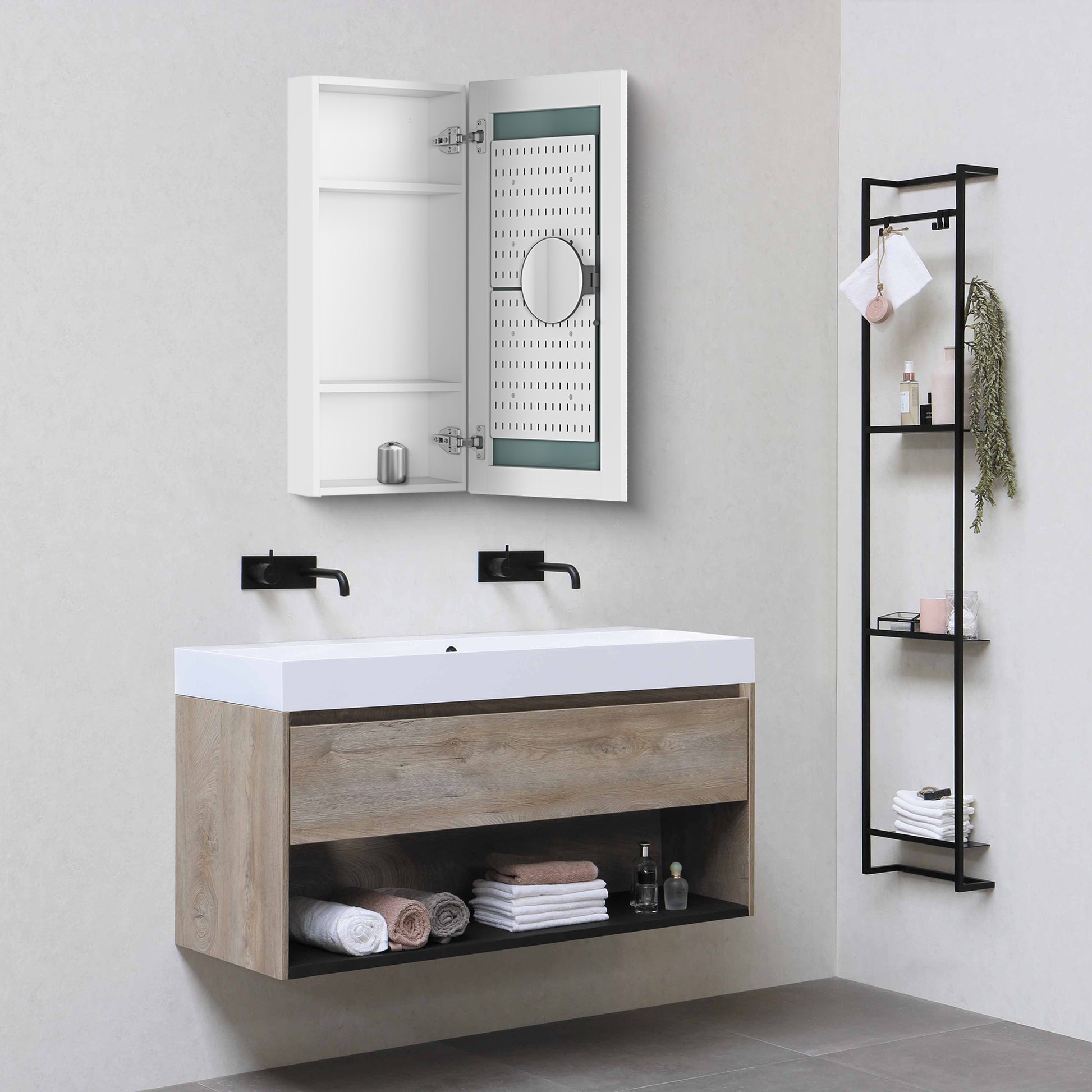 15" W x 30" H Single Door Bathroom Medicine Cabinet white-engineered wood