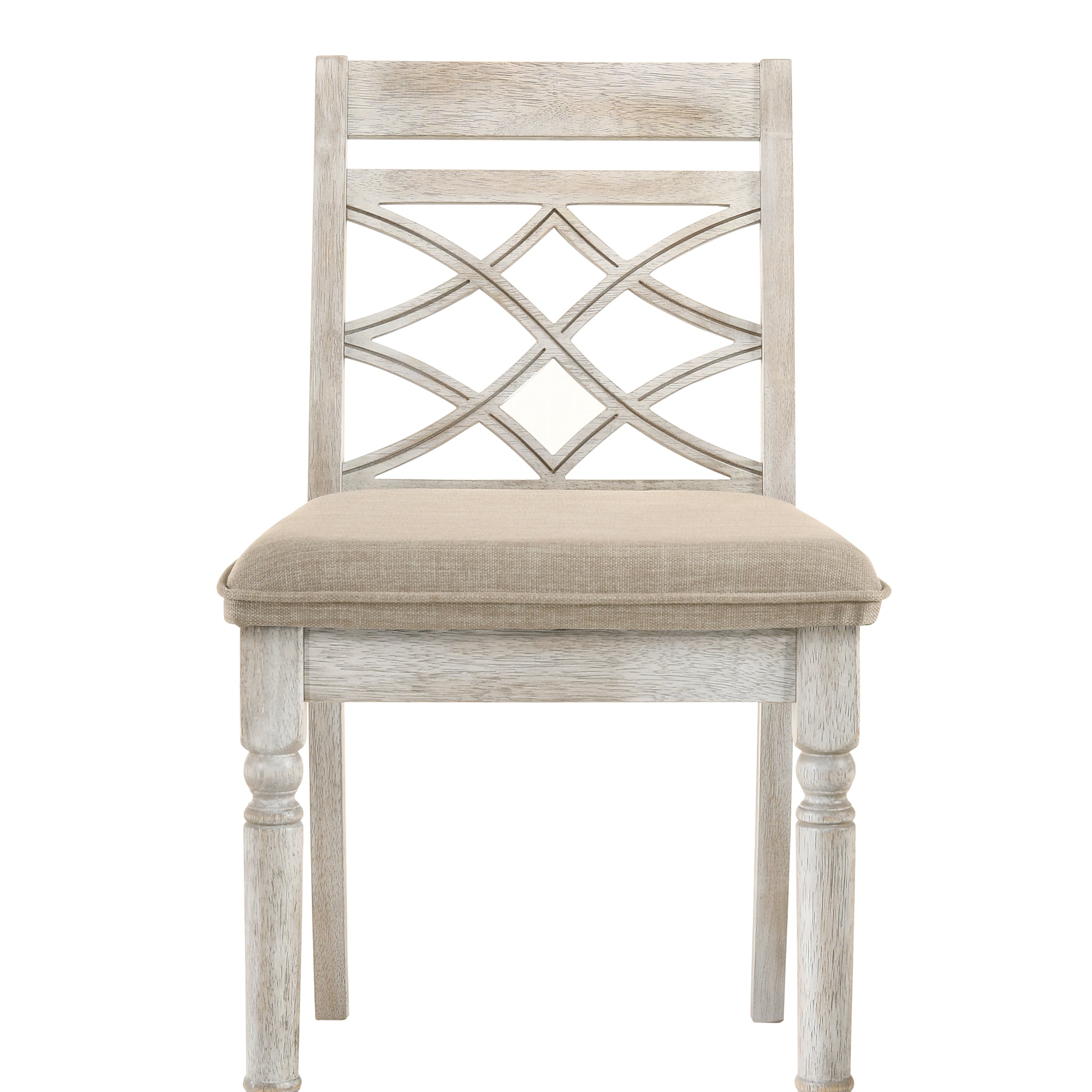 Cillin Side Chair Set 2 , Fabric & Antique White Finish Dn01806 Antique White Fabric