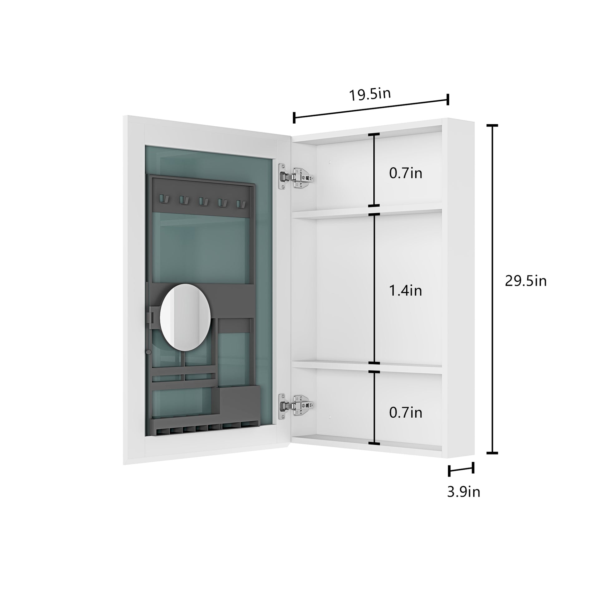 20" W x 30" H Single Door Bathroom Medicine Cabinet white-engineered wood