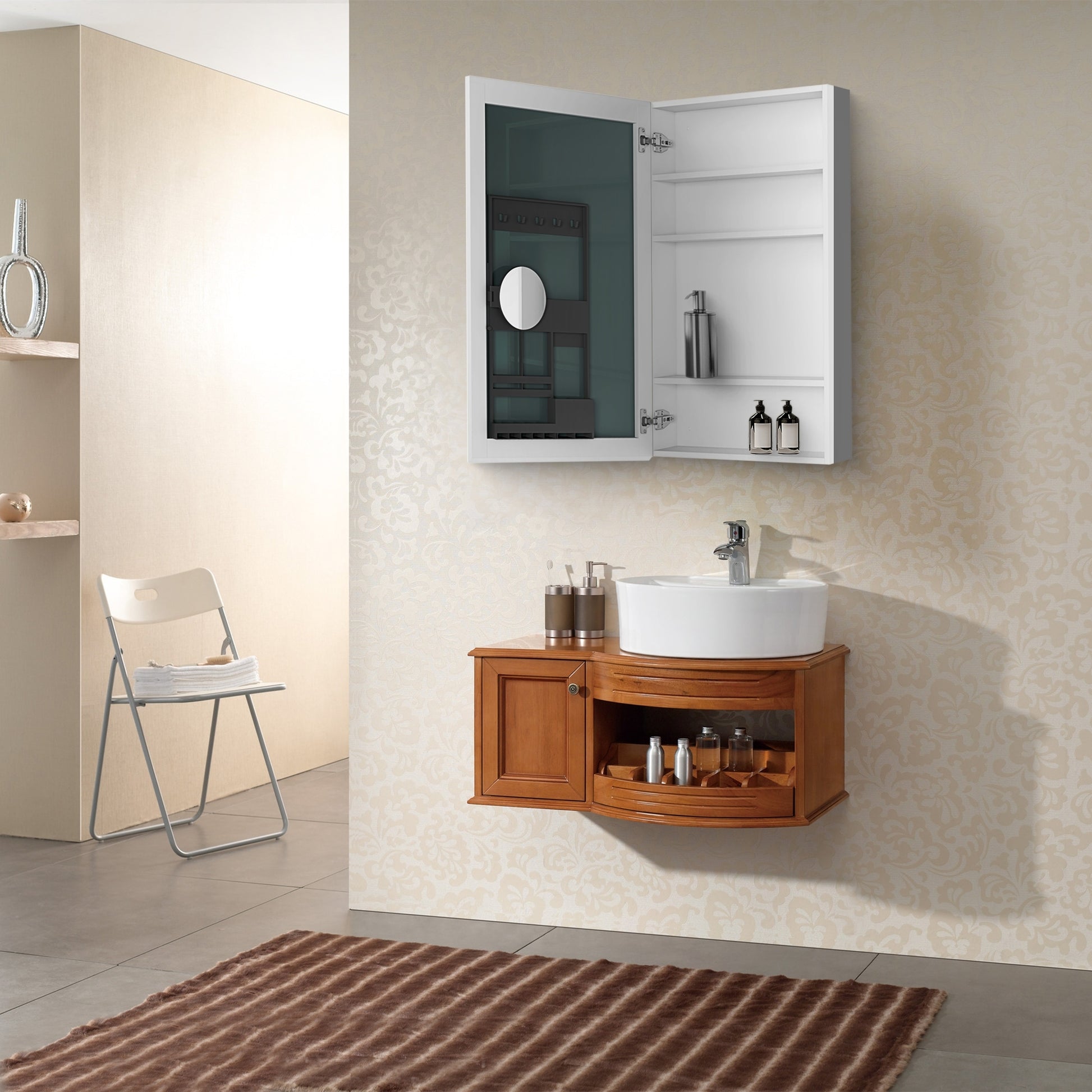 24" W x 36" H Single Door Bathroom Medicine Cabinet white-engineered wood