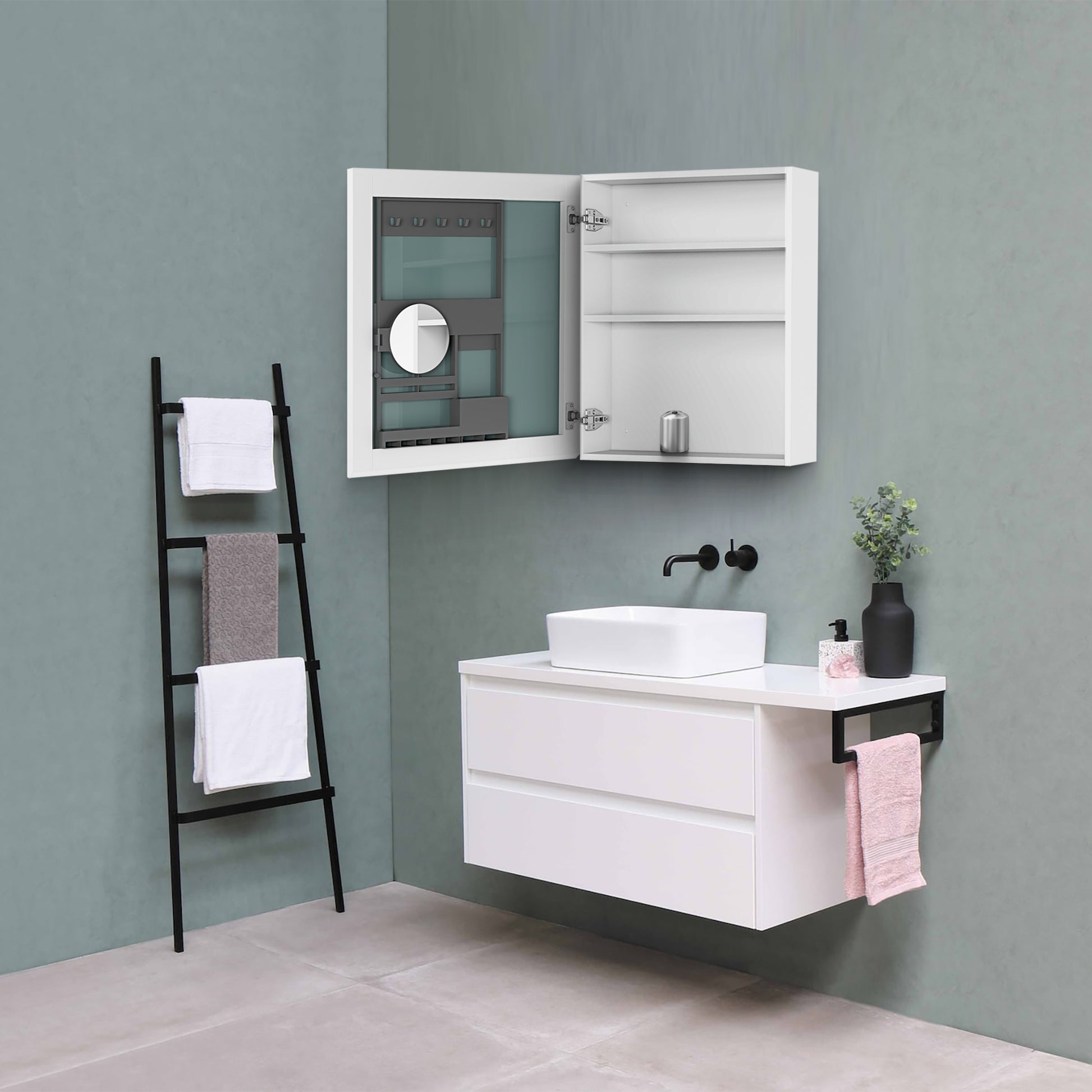 24" W x 26" H Single Door Bathroom Medicine Cabinet white-engineered wood