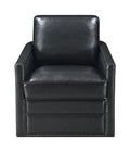 Rocha Accent Chair W Swivel, Black Leather Aire Ac01885 Black Leather