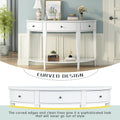 Modern Curved Console Table Sofa Table With 3 Drawers And 1 Shelf For Hallway, Entryway, Living Room White Solid Wood Mdf