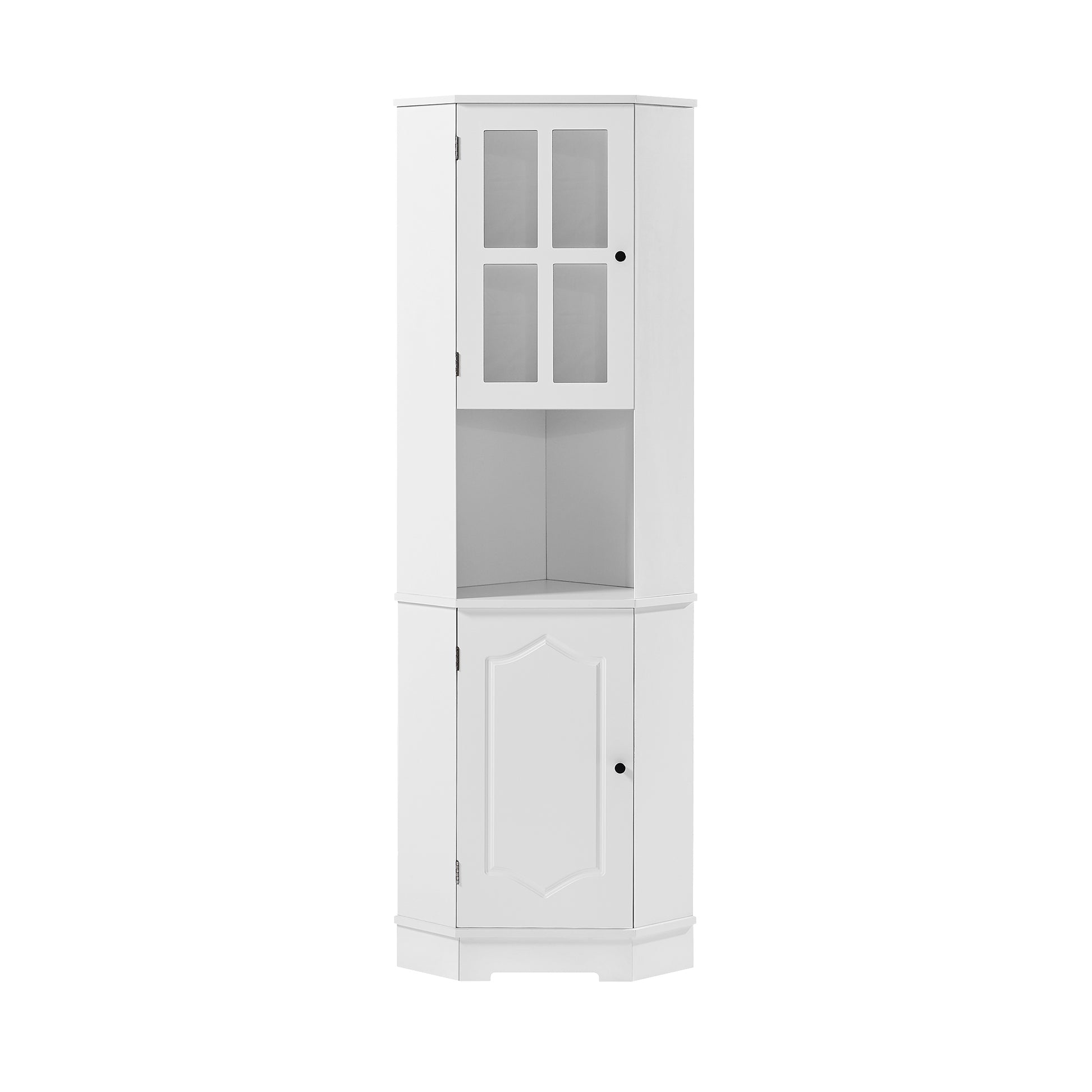 Tall Bathroom Storage Cabinet, Corner Cabinet with white-mdf