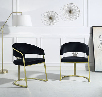 Fallon Side Chair, Black Velvet & Mirrored Gold Finish Dn01954 Black Velvet