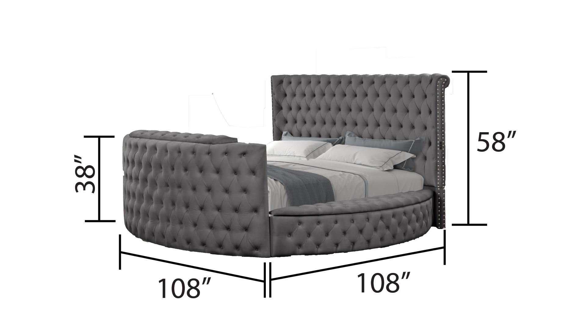 Maya Crystal Tufted Queen 4 Pc Vanity Bedroom Set Made With Wood In Gray Box Spring Not Required Queen Gray Wood 4 Piece Set Bedroom Contemporary,Modern Upholstered Velvet Tufted Wood