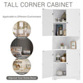 Tall Bathroom Storage Cabinet, Corner Cabinet with white-mdf