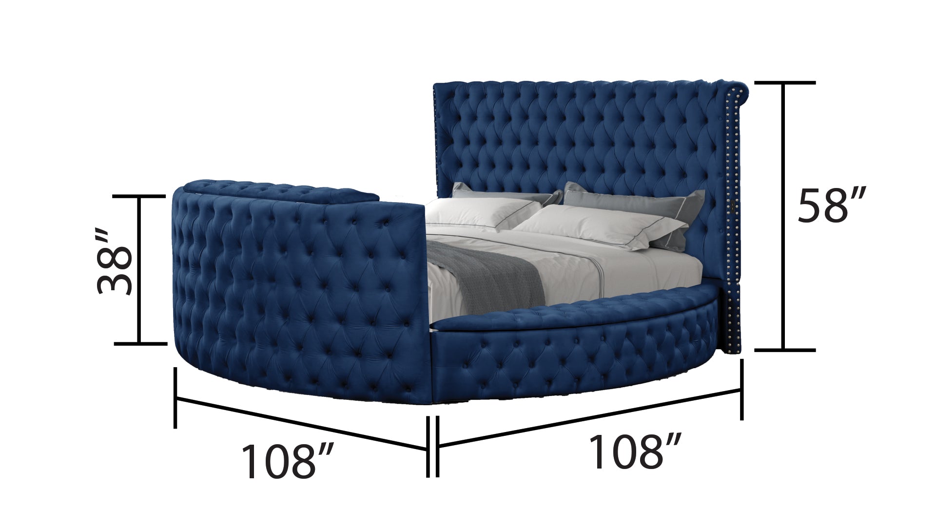 Maya Modern Style Crystal Tufted Queen 4Pc Bed Room Set Made With Wood In Blue Box Spring Not Required Queen Blue Wood 4 Piece Set Bedroom Bed Included,Dresser Included,Mirror Included,Nightstand Included Modern Upholstered Velvet Tufted Wood