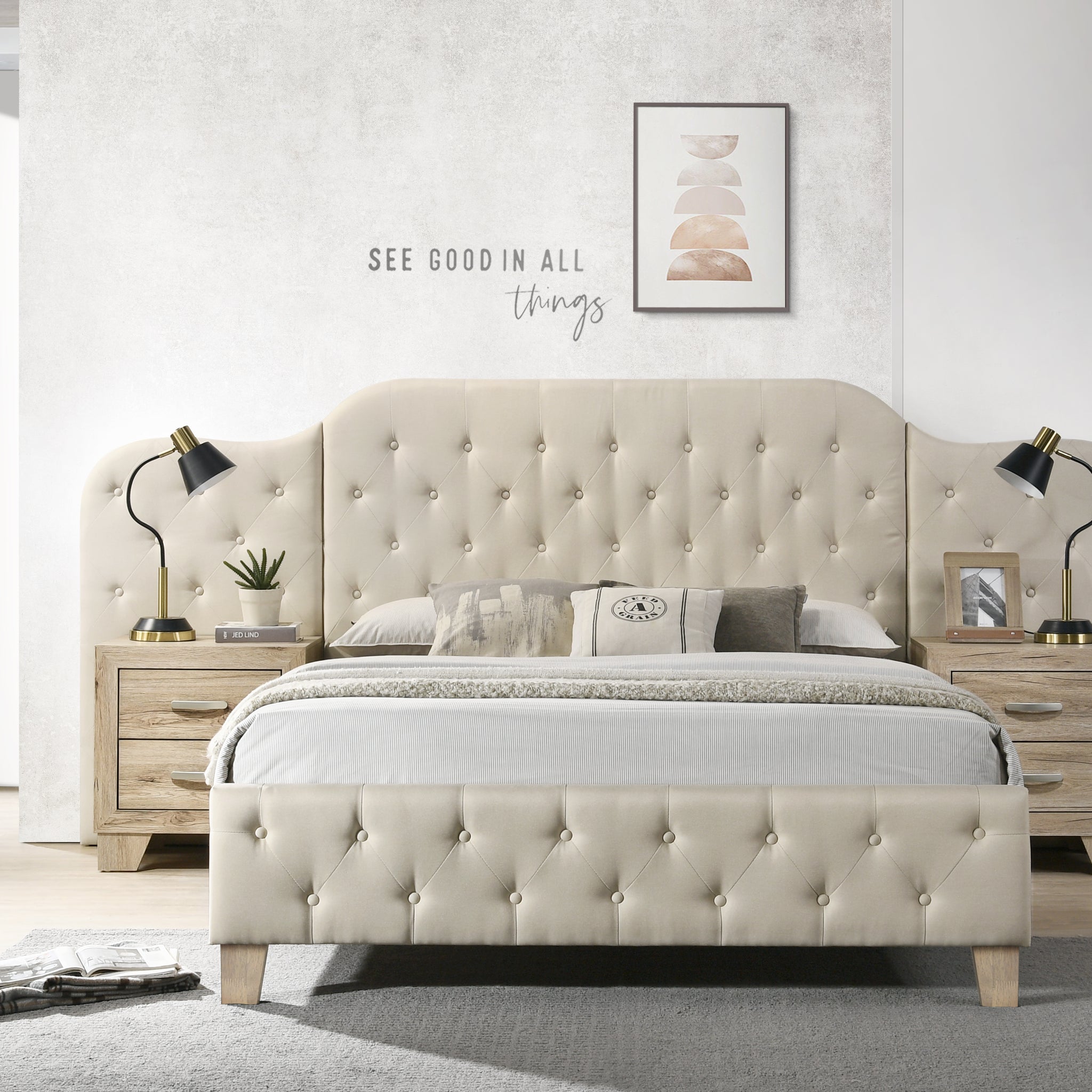 Ranallo Eastern King Bed, Beige Linen Bd01777Ek Beige Linen