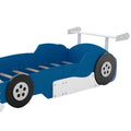Twin Size Race Car Shaped Platform Bed With Wheels,Blue Blue Plywood
