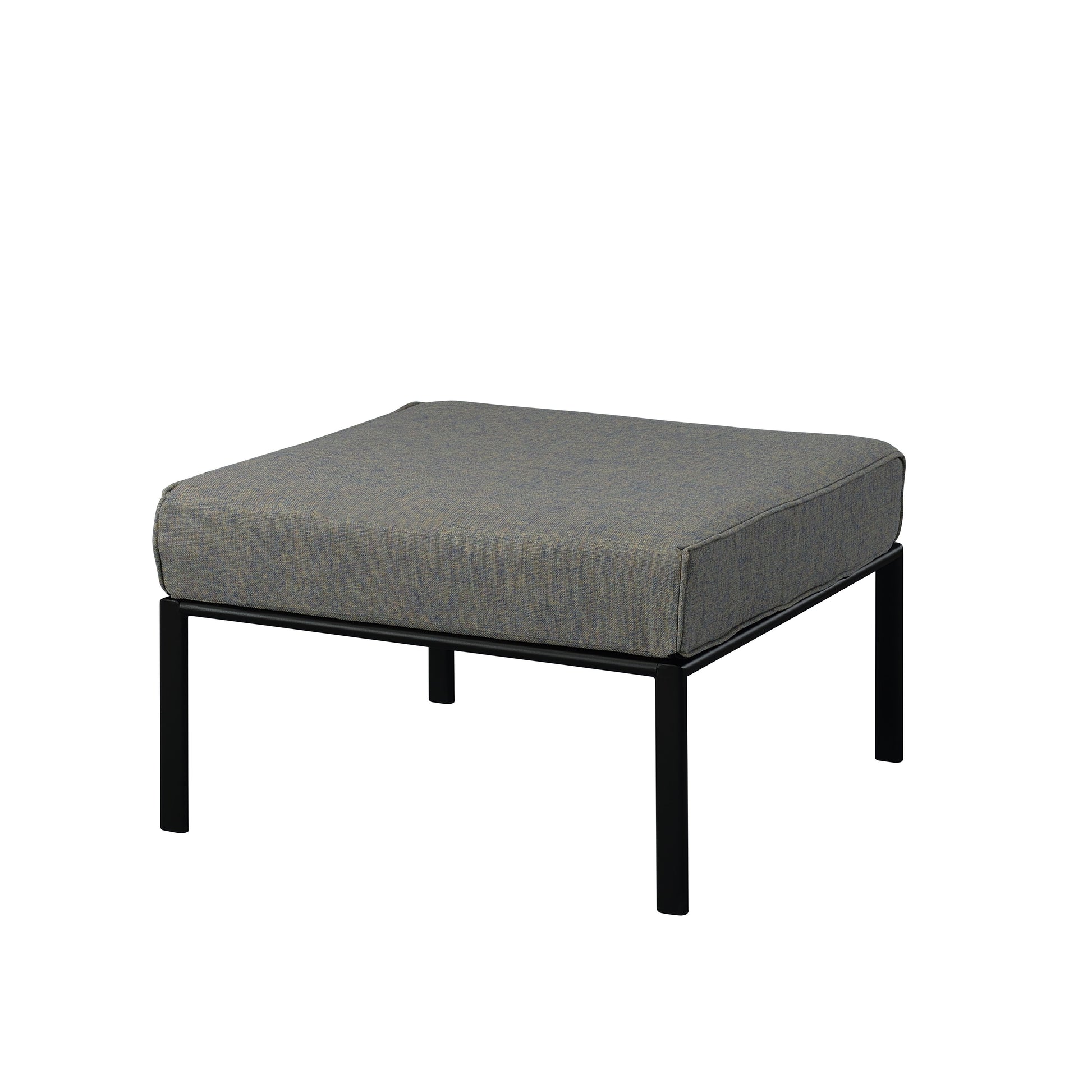 Rajni Patio Ottoman, Gray Fabric & Black Finish Ot01763 Gray Fabric