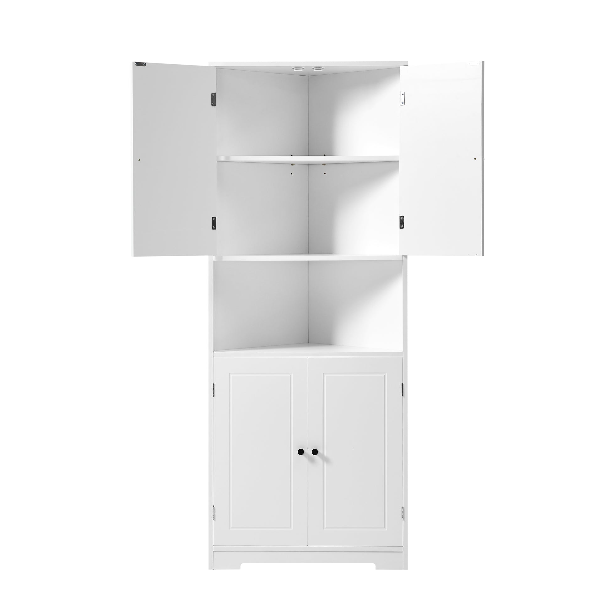 Tall Bathroom Storage Cabinet, Corner Cabinet with white-mdf