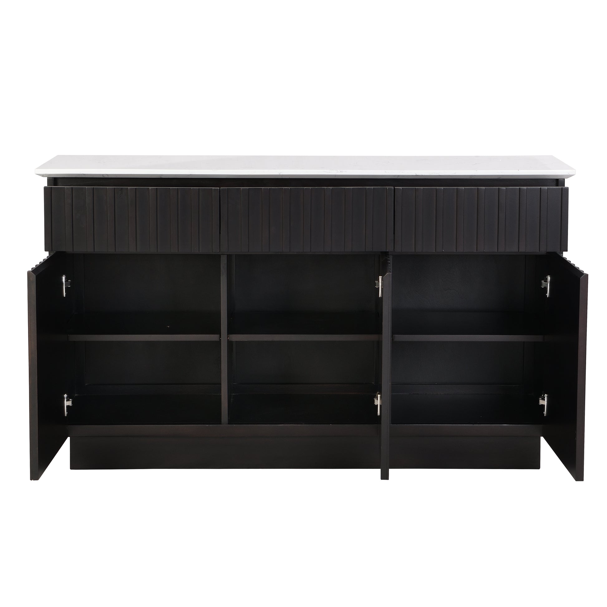 Jaramillo Server, Engineering Marble & Black Finish Dn02475 Black Wood