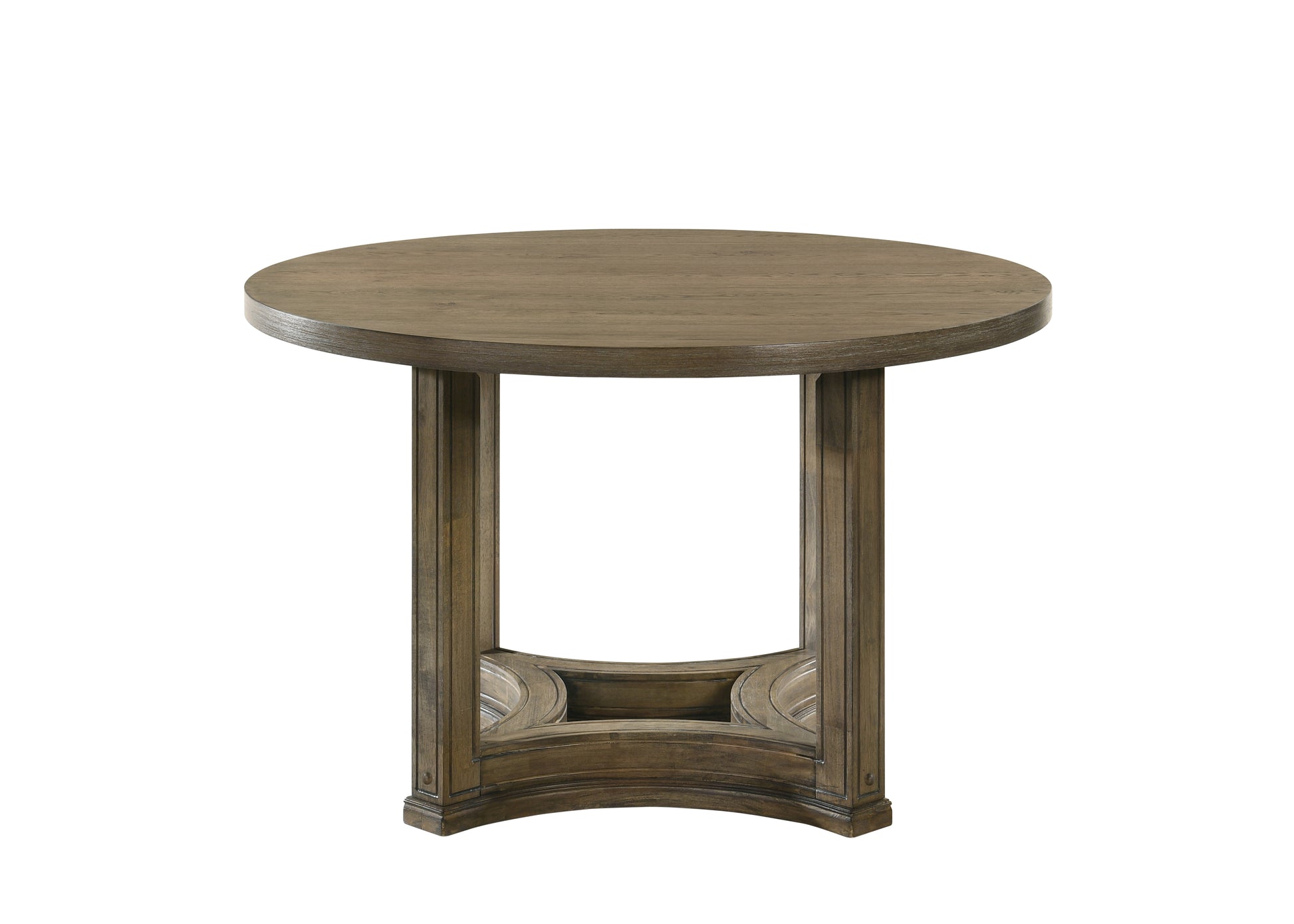 Parfield Round Dining Table, Weathered Oak Finish Dn01809 Oak Wood