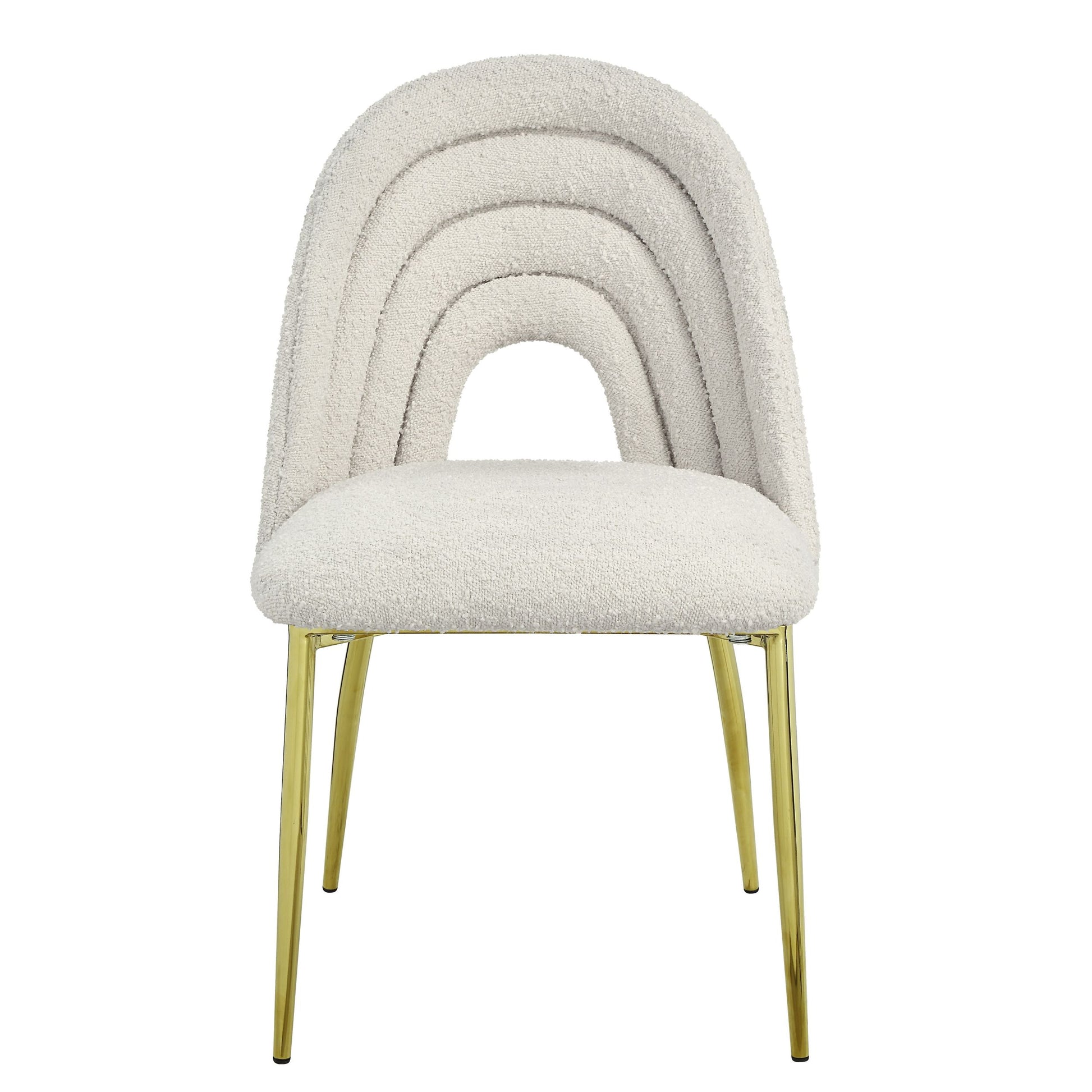 Fadri Side Chair Set 2 , Teddy Sherpa & Mirrored Gold Finish Dn01953 White Teddy