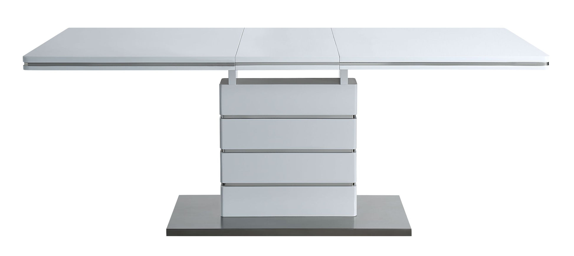 Kameryn Dining Table W Butterfly Leaf, White High Gloss Finish Dn02143 White Mdf Steel