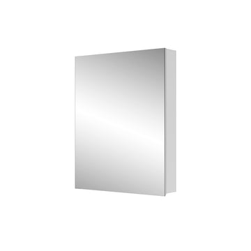 24" W X 30" H Single Door Bathroom Medicine Cabinet With Mirror, Recessed Or Surface Mount Bathroom Wall Cabinet, Beveled Edges,Silver White Engineered Wood