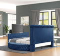 Maya Modern Style Crystal Tufted King 5Pc Bed Room Set Made With Wood In Blue Box Spring Not Required King Blue Wood 5 Piece Set Bedroom Bed Included,Chest Included,Dresser Included,Mirror Included,Nightstand Included Modern Upholstered Tufted Wood