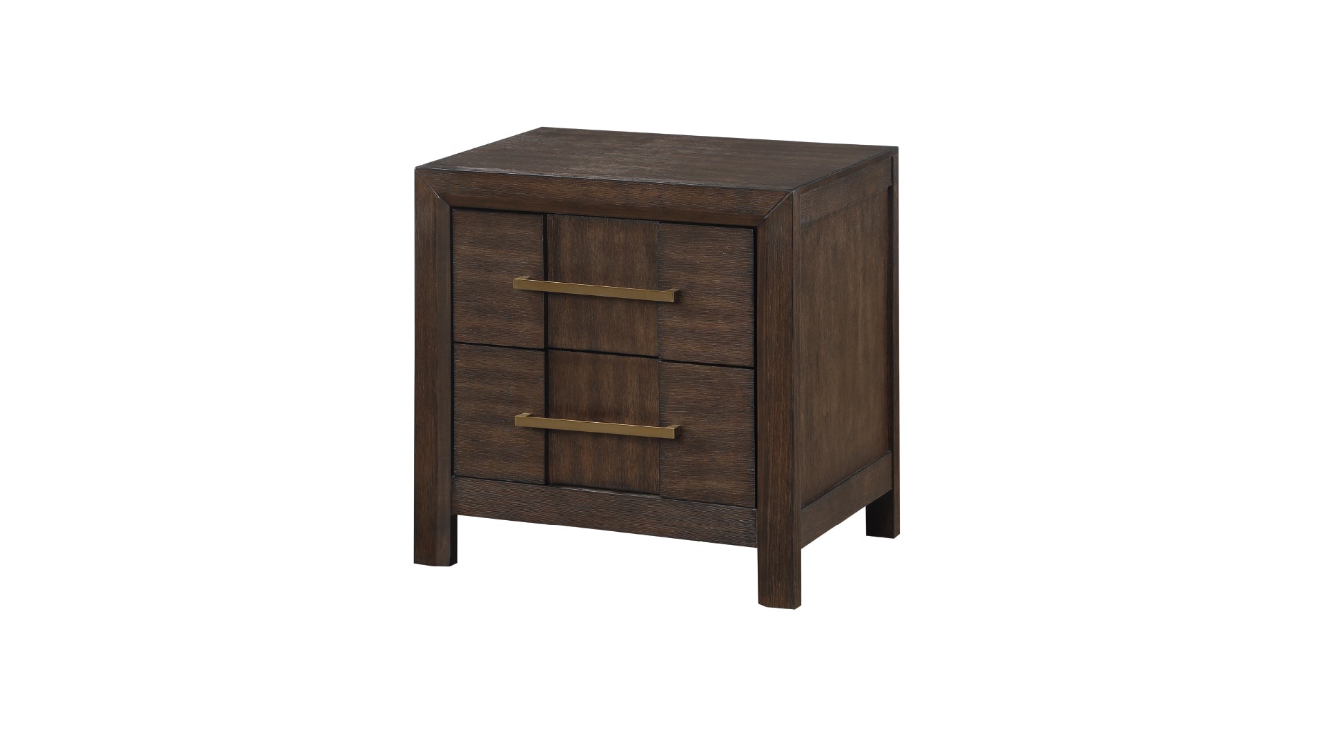 Kenzo Modern Style 2 Drawer Nightstand Made With Wood In Walnut Walnut 2 Drawers Bedroom Bedside Cabinet Contemporary,Modern Storage Walnut Finish Solid Wood Mdf Wood