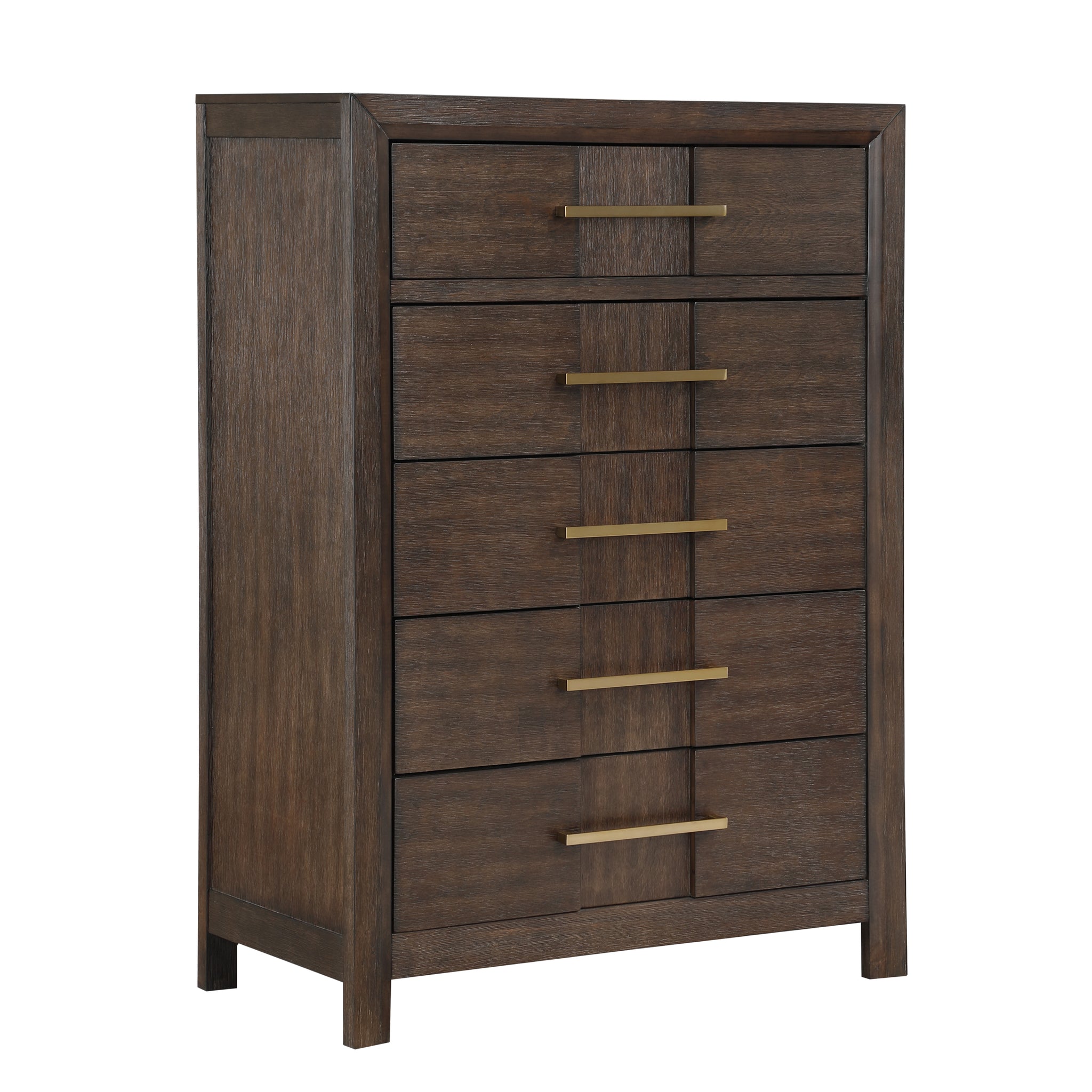 Kenzo Modern Style 5 Drawer Chest Made With Wood In Walnut Walnut Bedroom Contemporary,Modern Solid Wood Mdf Wood