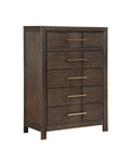 Kenzo Modern Style 5 Drawer Chest Made With Wood In Walnut Walnut Bedroom Contemporary,Modern Solid Wood Mdf Wood