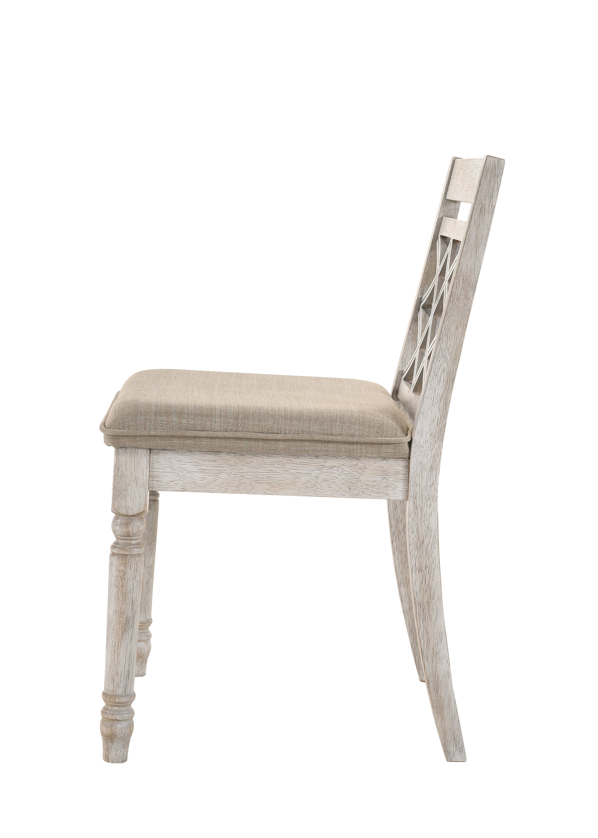 Cillin Side Chair Set 2 , Fabric & Antique White Finish Dn01806 Antique White Fabric