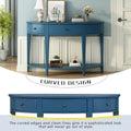 Modern Curved Console Table Sofa Table With 3 Drawers And 1 Shelf For Hallway, Entryway, Living Room Navy Blue Solid Wood Mdf