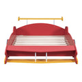 Full Size Race Car Shaped Platform Bed With Wheels,Red Red Plywood