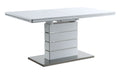 Kameryn Dining Table W Butterfly Leaf, White High Gloss Finish Dn02143 White Mdf Steel