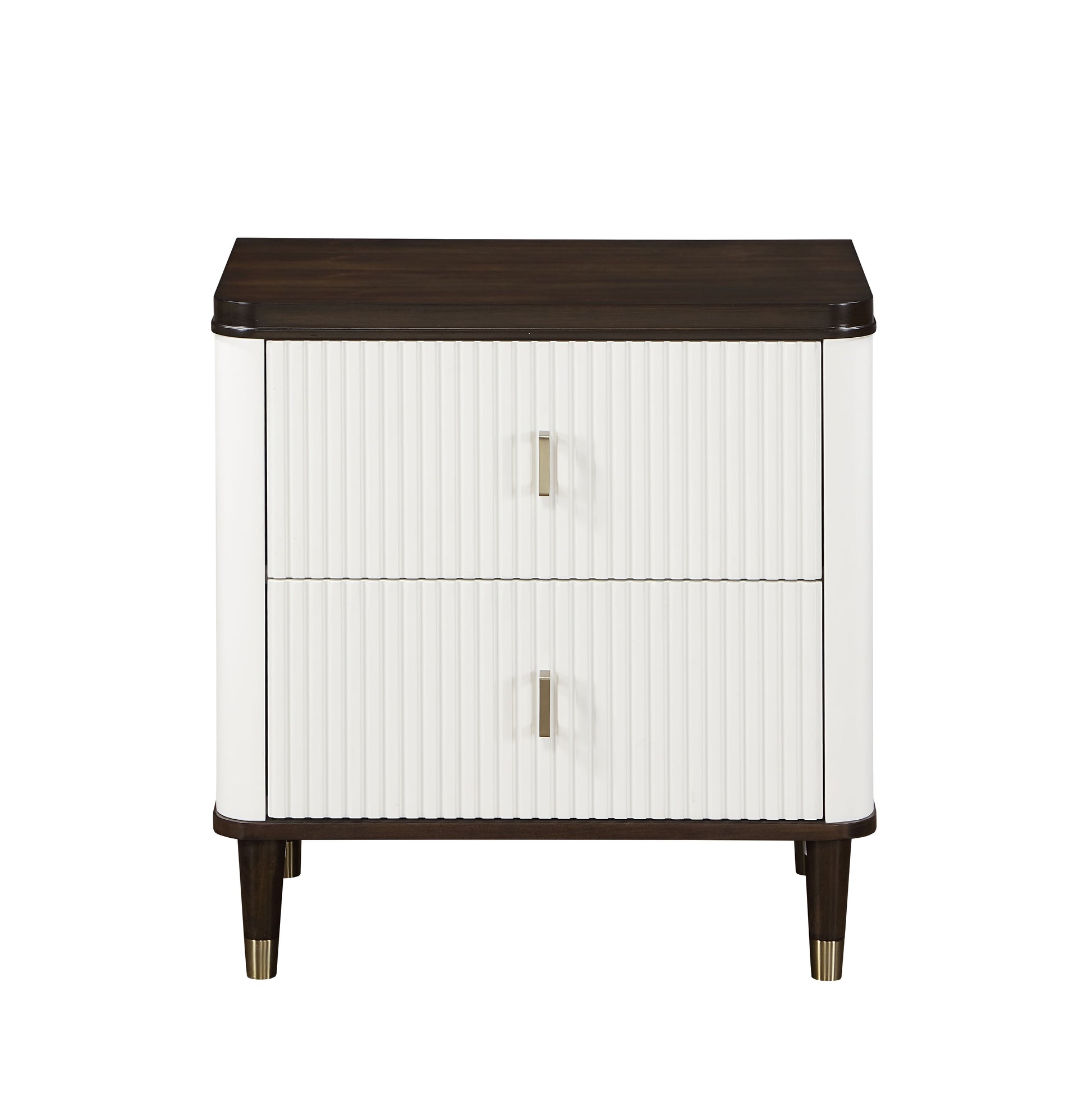 Carena Nightstand W Usb, White & Brown Finish Bd02028 Brown White Wood