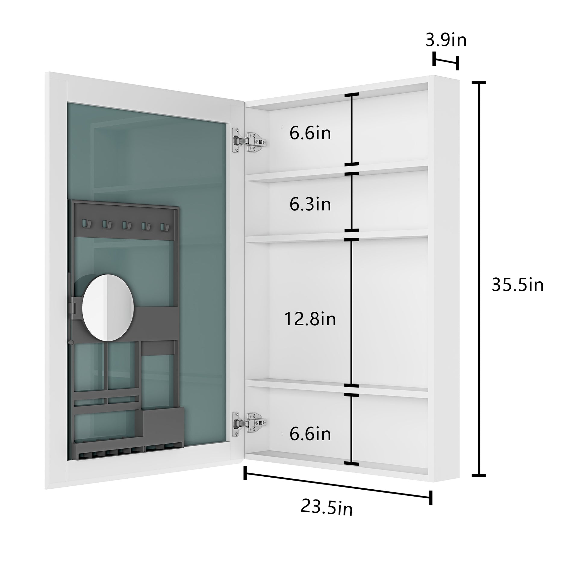 24" W x 36" H Single Door Bathroom Medicine Cabinet white-engineered wood