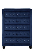 Sophia Modern Style Crystal Tufted Upholstery 5 Drawer Chest Finished With Velvet Fabric Made With Wood In Blue Blue Bedroom Contemporary,Modern Wood