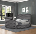 Maya Crystal Tufted Queen 5 Pc Vanity Bedroom Set Made With Wood In Gray Box Spring Not Required Queen Gray Wood 5 Piece Set Bedroom Contemporary,Modern Upholstered Velvet Tufted Wood