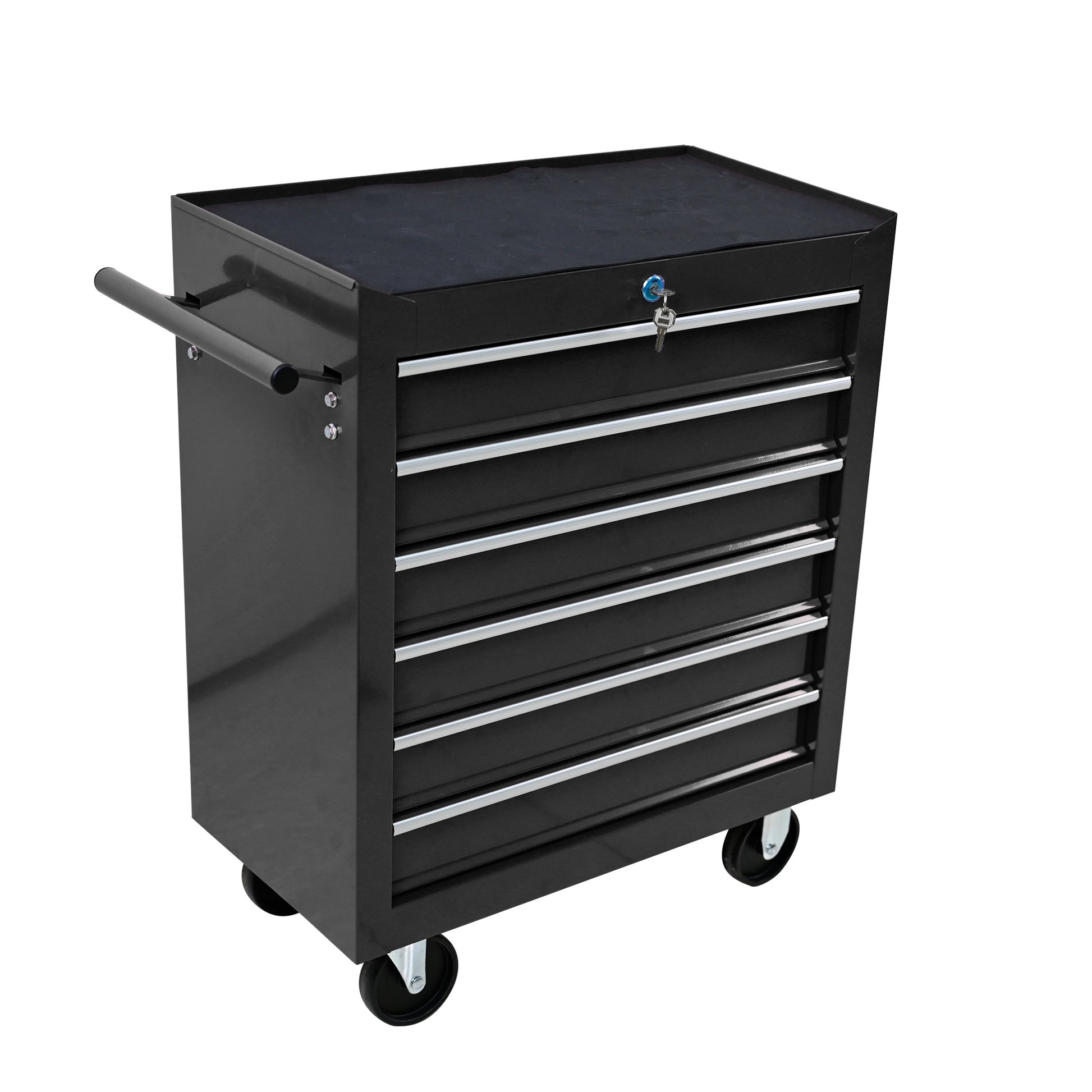 6 Drawers Multifunctional Tool Cart With Wheels Black Black Steel