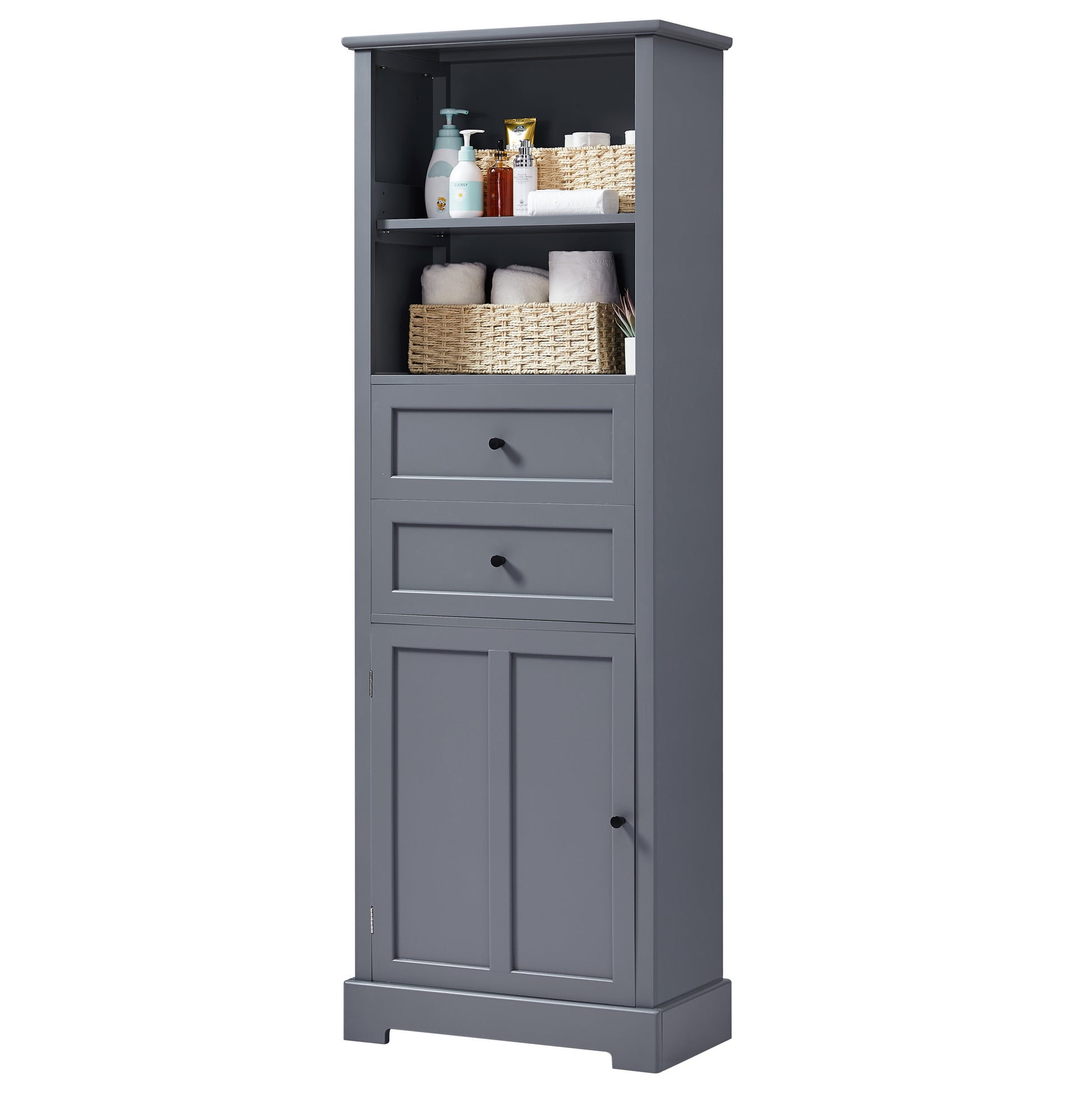 Bathroom Storage Cabinet, Tall Storage Cabinet with grey-mdf