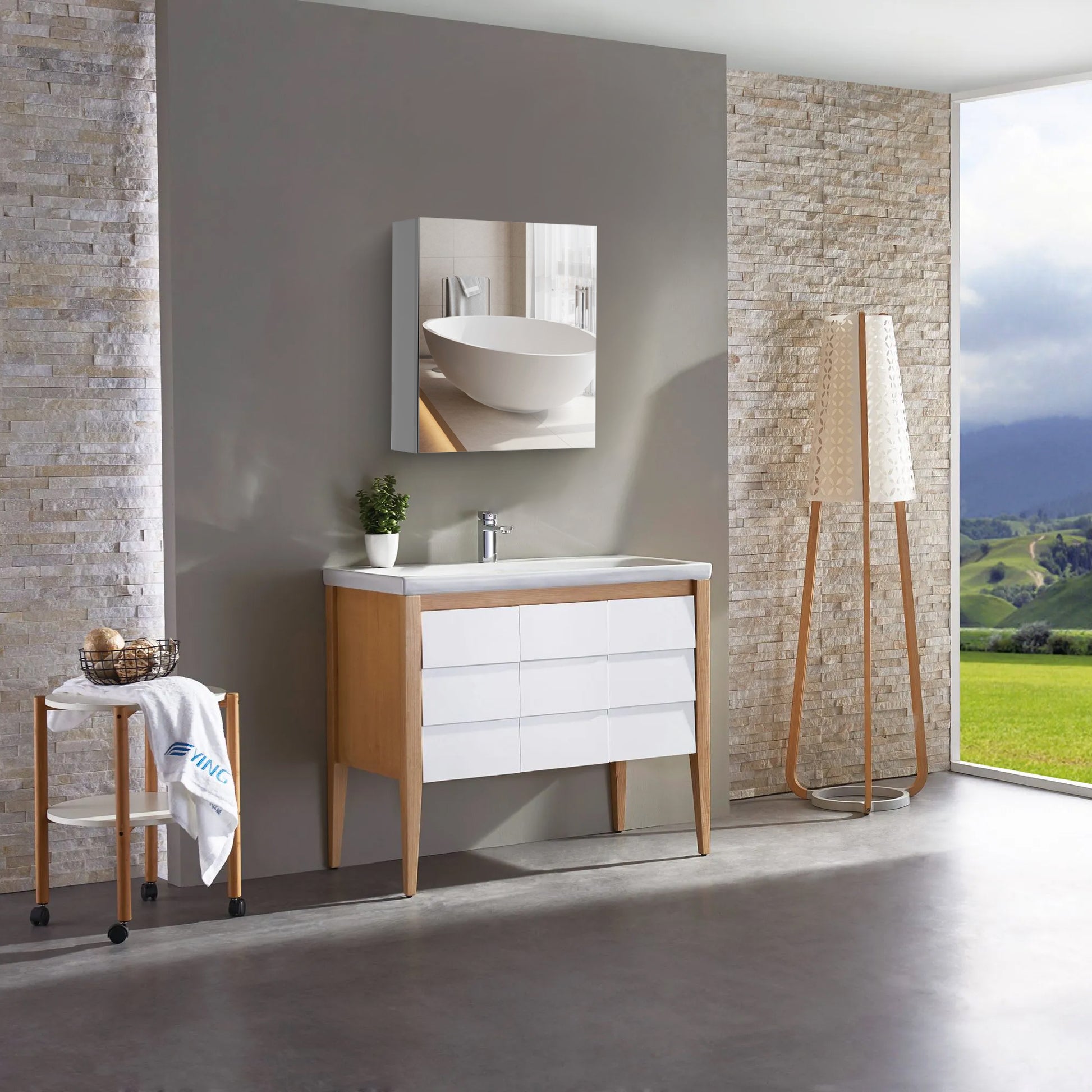24" W x 26" H Single Door Bathroom Medicine Cabinet white-engineered wood