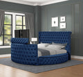 Maya Modern Style Crystal Tufted King 5Pc Bed Room Set Made With Wood In Blue Box Spring Not Required King Blue Wood 5 Piece Set Bedroom Bed Included,Chest Included,Dresser Included,Mirror Included,Nightstand Included Modern Upholstered Tufted Wood