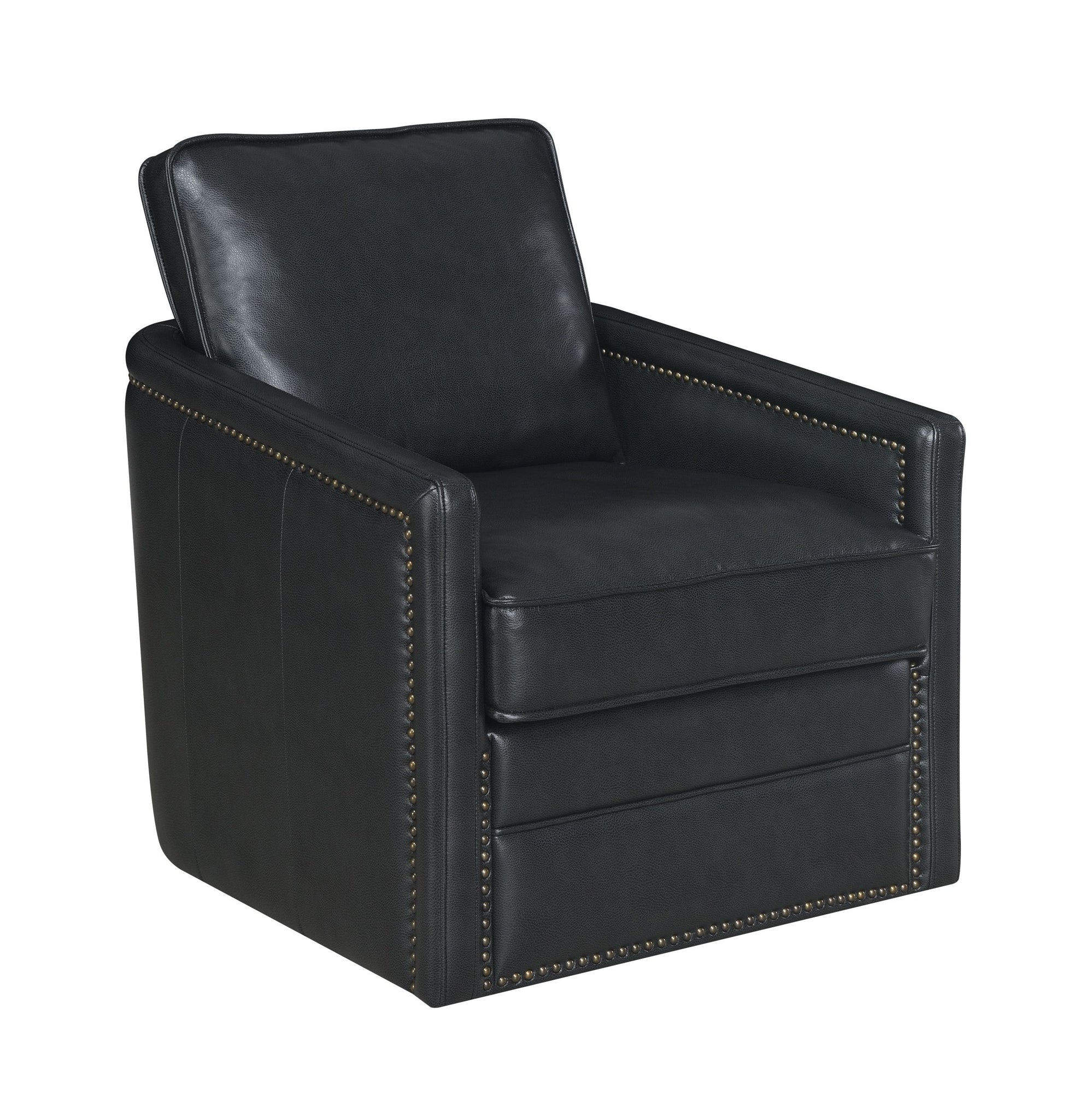 ACME Rocha Accent Chair w Swivel, Black Leather Aire black-leather