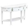 Modern Curved Console Table Sofa Table With 3 Drawers And 1 Shelf For Hallway, Entryway, Living Room White Solid Wood Mdf