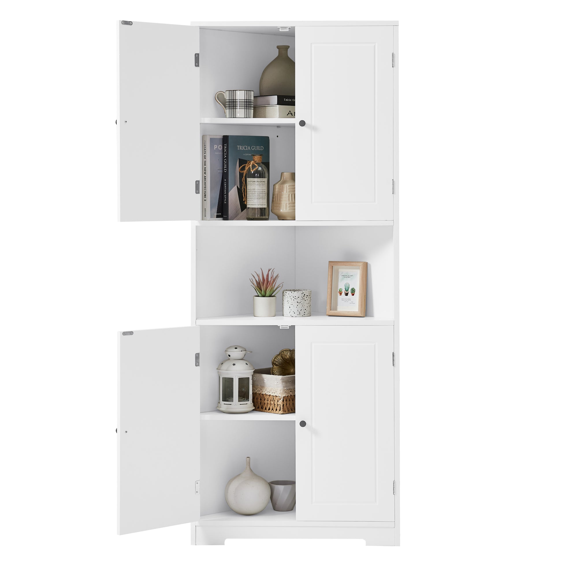 Tall Bathroom Storage Cabinet, Corner Cabinet with white-mdf