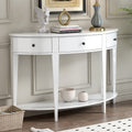 Modern Curved Console Table Sofa Table With 3 Drawers And 1 Shelf For Hallway, Entryway, Living Room White Solid Wood Mdf