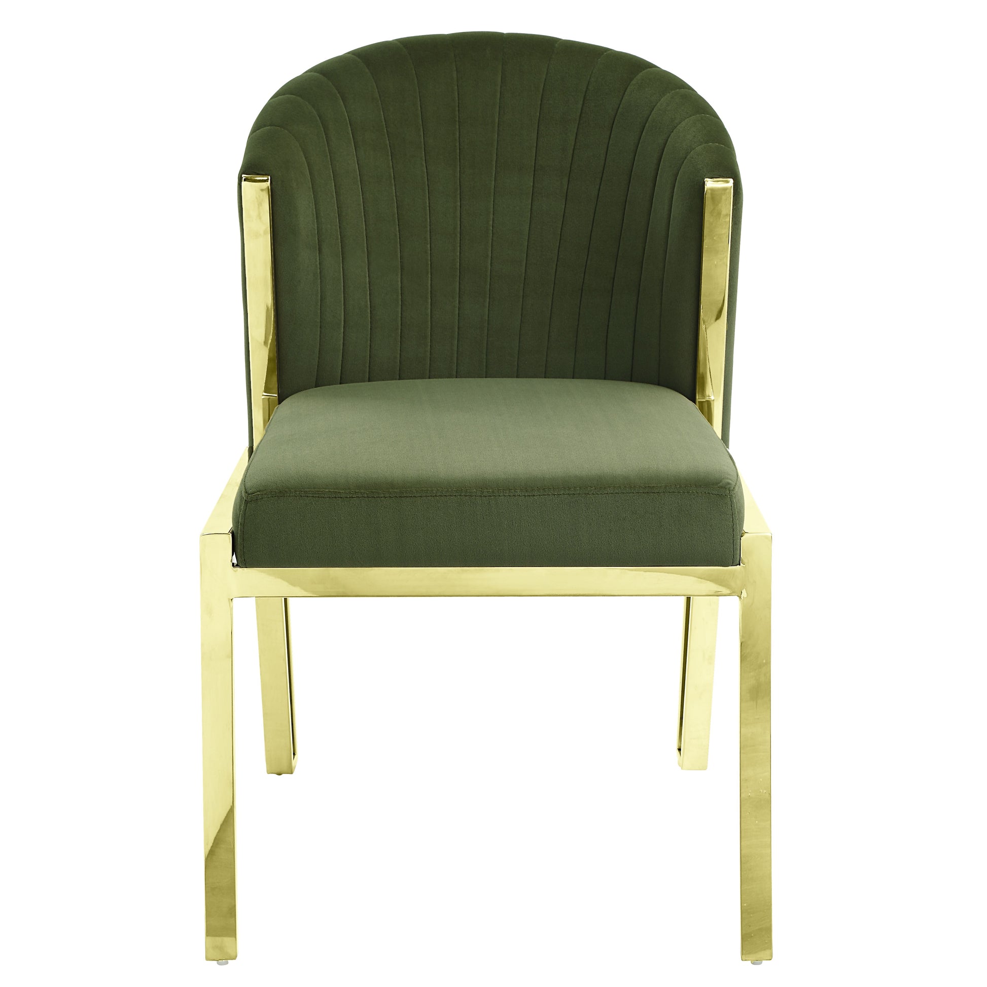 Fallon Side Chair Set 2 , Green Velvet & Mirrored Gold Finish Dn01956 Green Velvet