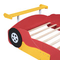 Full Size Race Car Shaped Platform Bed With Wheels,Red Red Plywood