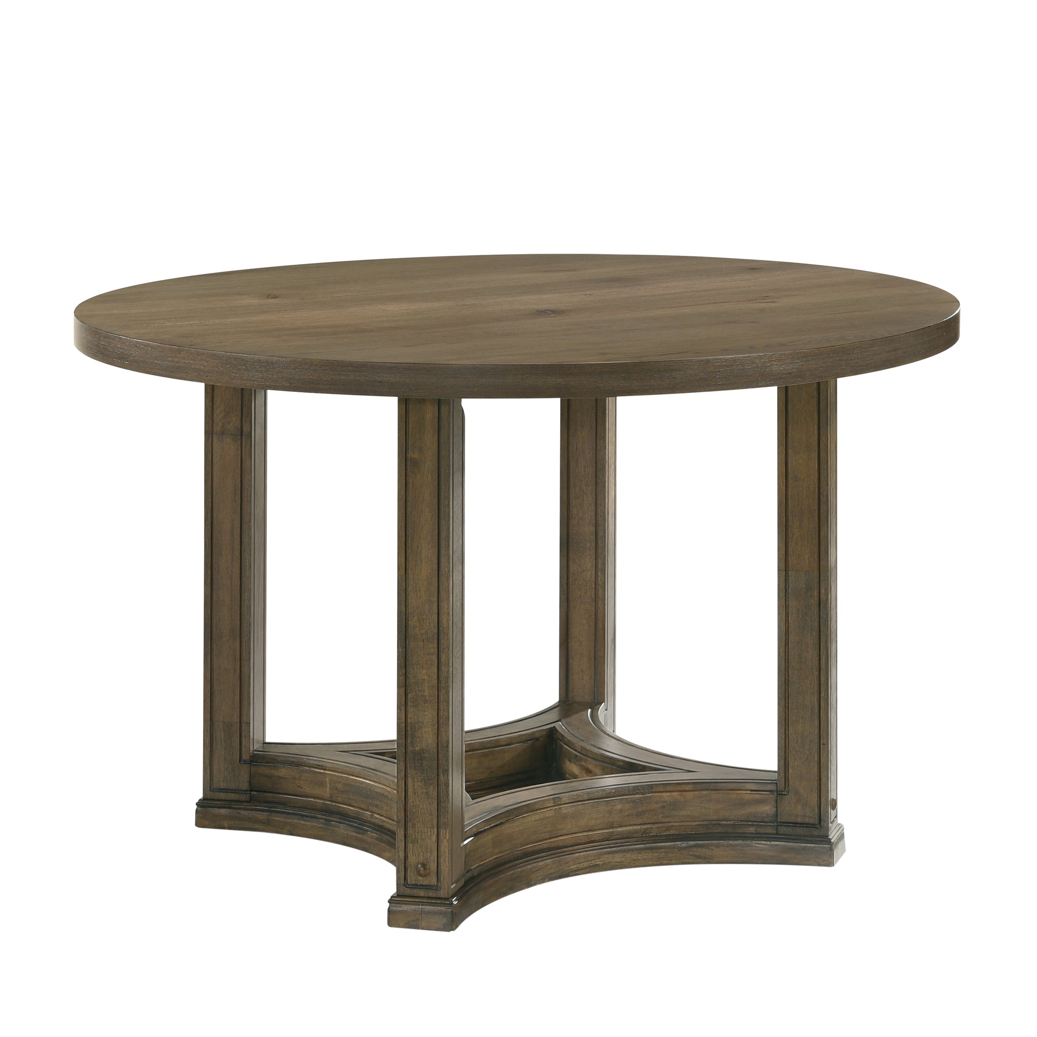 Parfield Round Dining Table, Weathered Oak Finish Dn01809 Oak Wood